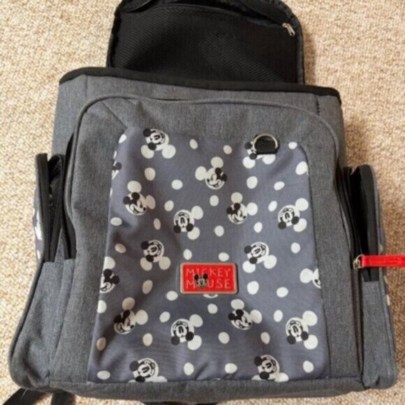 Authentic Disney Baby Black & White Mickey Mouse Multi Pc Diaper Bag Backpack - Picture 3 of 12